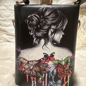 Elegant Black Butterfly Print Women's Bag
